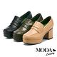 高跟鞋 MODA Luxury 復古質感壓紋皮革水台樂福高跟鞋－黑 product thumbnail 7