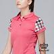 【KING GOLF】女款經典格紋袖口貼鑽造型POLO衫/高爾夫球衫-粉色 product thumbnail 2