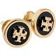 TORY BURCH Enameled Raised 雙T琺瑯蝶型穿釦黃銅耳環(黑x金) product thumbnail 2