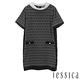 JESSICA-復古幾何紋短袖洋裝(黑) product thumbnail 2
