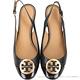 TORY BURCH Minnie 銅金盾牌漆皮拚牛皮露跟粗跟鞋(黑色) product thumbnail 3