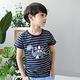 Azio Kids 童裝-上衣 條紋背鰭恐龍棉質短袖T恤(深藍) product thumbnail 3