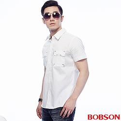 BOBSON  男款白色素面襯衫