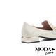 低跟鞋 MODA Luxury 微奢格紋珍珠牛皮方頭樂福低跟鞋－白 product thumbnail 4