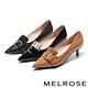 低跟鞋 MELROSE 知性時髦金屬飾釦異材質拼接全真皮尖頭低跟鞋－黑 product thumbnail 7