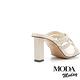 拖鞋 MODA MODAY 質感交叉編織羊皮方頭高跟拖鞋－白 product thumbnail 4