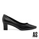 高跟鞋 AS 極簡質感純色羊皮小方頭高跟鞋－黑 product thumbnail 3