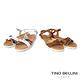 Tino Bellini 西班牙進口撞色交叉造型牛皮平底涼鞋-白 product thumbnail 6