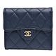 CHANEL 經典雙C LOGO菱格紋粒紋牛皮釦式短夾(深藍) product thumbnail 2