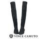 Vince Camuto  靜謐個性 綁帶拼接低跟過膝靴-黑色 product thumbnail 3