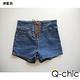 馬甲式交叉綁帶高腰牛仔短褲 (共二色)-Q-chic product thumbnail 3