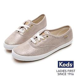 Keds CHAMPION 麂皮柔光經典綁帶休閒鞋-香檳金