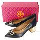 TORY BURCH Gigi T字麂皮拼接尖頭粗跟鞋(黑藍色/5.5cm) product thumbnail 5