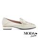 低跟鞋 MODA Luxury 微奢格紋珍珠牛皮方頭樂福低跟鞋－白 product thumbnail 3
