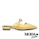 拖鞋 MODA Luxury 古典優雅緞布圓形穿釦低跟穆勒拖鞋－黃 product thumbnail 3