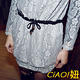 CiAO妞 名媛氣質抽繩繫帶蕾絲洋裝 (淺灰色) product thumbnail 6