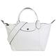 LONGCHAMP Le Pliage Cuir 小羊皮寬背帶短把折疊水餃包(小/白) product thumbnail 2