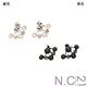 N.C21-圓珠質感鑲鑽弧形垂墜耳飾 (共二色) product thumbnail 2