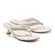 拖鞋 MELROSE 質感時髦水鑽鏈條方頭高跟夾腳拖鞋－米 product thumbnail 2