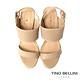 Tino Bellini 巴西進口簡約沖孔寬帶繫踝梯形跟涼鞋-米 product thumbnail 4