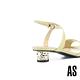 涼鞋 AS 氣質簡約一字全羊皮踝帶低跟涼鞋－黃 product thumbnail 4