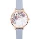 Olivia Burton 英倫復古手錶 大理石花卉紋路 粉藍色真皮錶帶玫瑰金框38mm product thumbnail 2