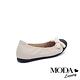平底鞋 MODA Luxury 異材質拼接簡約素雅蝴蝶結織帶娃娃平底鞋－白 product thumbnail 4