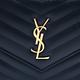 YSL MONOGRAM系列V字縫線魚子醬牛皮金屬LOGO金鍊肩背信封包(藏藍) product thumbnail 7