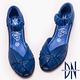 DN 時尚假期 真皮質感鮮豔魚口平底涼鞋 藍 product thumbnail 3
