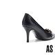 高跟鞋 AS 時髦個性金屬鉚釘帶釦牛皮小方頭高跟鞋－黑 product thumbnail 4
