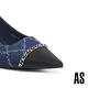 高跟鞋 AS 時尚質感皮鍊牛仔布後繫帶尖頭高跟鞋－藍 product thumbnail 6