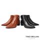Tino Bellini 巴西進口牛皮尖頭皮帶釦飾側拉鍊粗跟短靴FWOT017-黑 product thumbnail 6