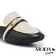 拖鞋 MODA Luxury 簡約個性撞色金屬飾釦低跟穆勒拖鞋－黑 product thumbnail 6