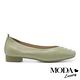 低跟鞋 MODA Luxury  舒適優雅全真皮獨特編織造型方頭低跟鞋－綠 product thumbnail 3