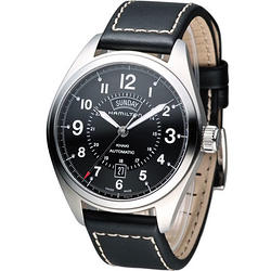 Hamilton Khaki 漢米爾頓卡其陸戰雙曆機械腕錶-黑/42mm