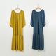 【MASTINA】荷葉細褶領寬鬆七分袖洋裝 藍 黃 product thumbnail 5