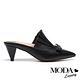 拖鞋 MODA Luxury 自信品味立體抓皺設計尖頭穆勒高跟拖鞋－黑 product thumbnail 3