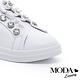 休閒鞋 MODA Luxury 可愛百搭荷葉晶鑽不綁帶全真皮厚底休閒鞋－白 product thumbnail 6