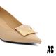 高跟鞋 AS 典雅時尚反摺方釦羊皮尖頭高跟鞋－米 product thumbnail 6