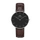 Daniel Wellington DW 手錶 Classic York 36mm黑棕壓紋真皮皮革錶-黑錶盤-銀框 DW00100146 product thumbnail 2