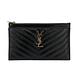 YSL 品牌金logo粒紋牛皮拉鍊手拿包(黑) product thumbnail 2