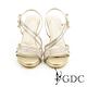 GDC-都會時尚水鑽寶石繞帶側蝴蝶高跟涼鞋-金色 product thumbnail 2