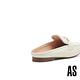 穆勒鞋 AS 別致品味純色造型釦牛皮穆勒低跟拖鞋－米白 product thumbnail 4