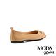 平底鞋 MODA MODAY 高質感飾釦全真皮方頭平底鞋－棕 product thumbnail 4