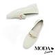 低跟鞋 MODA Luxury 經典時尚漆皮鏈條全真皮樂福低跟鞋－白 product thumbnail 5