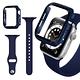 For Apple Watch Series SE/6/5/4 (44mm) 全包覆9H鋼化玻璃貼+錶殼+環保矽膠錶帶-夜藍 product thumbnail 2