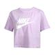 NIKE 女短款T恤-休閒 慢跑 運動 上衣 BV6176-511 馬卡龍紫白 product thumbnail 2