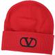 VALENTINO VLogo 字母標誌拼羅紋針織反摺羊毛帽(紅色) product thumbnail 2