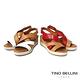 Tino Bellini 西班牙進口悠活漫步牛皮雙色拼接楔型涼鞋-紅 product thumbnail 6
