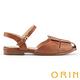 ORIN 寬版編織護趾真皮平底涼鞋 棕色 product thumbnail 3